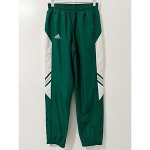 Adidas Mens Green White Windbreaker Track Pants XS Vintage